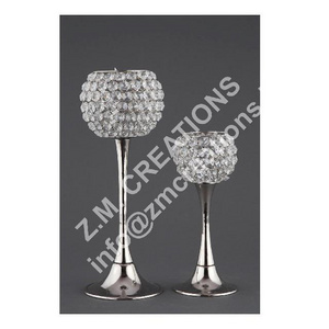 Best Selling For Home Living Room Hotel Decoration Silver Crystal Candle Holder Votive Home Decoration Candlestick Stand