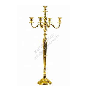 Tall Candelabra Candle Holder 5 Lights Gold Color Wedding Home And Christmas Decoration Centerpiece Made in India