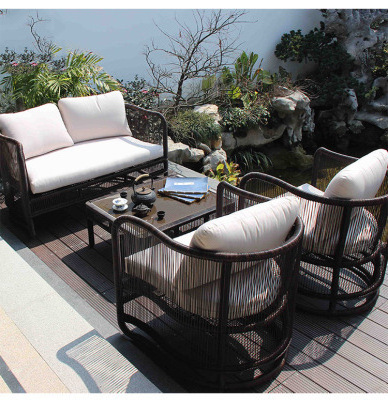 Hot sell Outdoor rattan sofa set outdoor B&B outdoor balcony rattan table and chair set leisure rattan sofa outdoor furniture