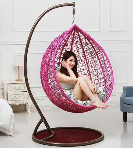 Patio Swings Outdoor Furniture Rope Chair Modern Wicker Rattan Balcony Garden Hanging Double Egg Swing Chair With Metal Stand