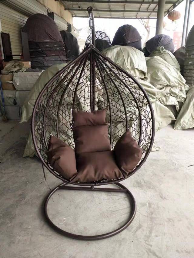 Patio Swings Outdoor Furniture Rope Chair Modern Wicker Rattan Balcony Garden Hanging Double Egg Swing Chair With Metal Stand