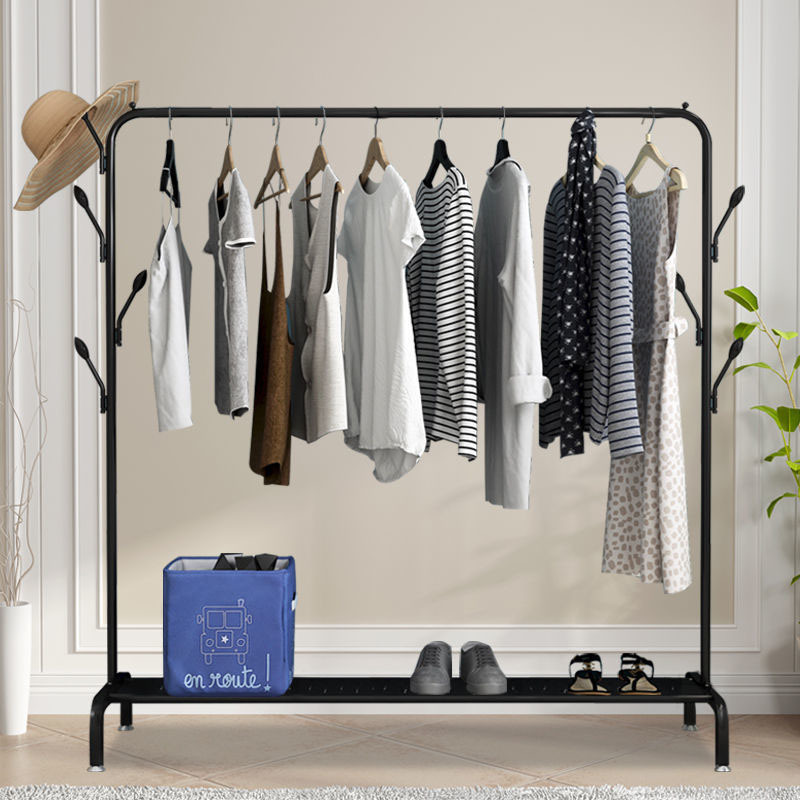 JOY Wholesale Clothes Hanger Folding Indoor Household Thickened Hanging Shelf metal standing assemble coat racks with shoe stand