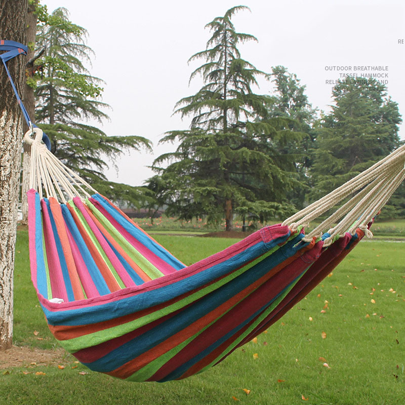 JOY Wholesale Leisure Outdoor Hammock Double Thickened Canvas Hammock Camping Swing Outdoor Hammock