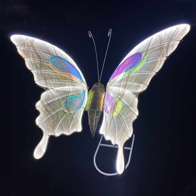 2024 Custom Luminous Dynamic Butterfly Pendant Wedding Decoration Ceiling T Table Road Guide Intelligent LED Luminous Butterfly