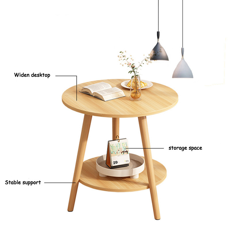 JOY factory direct sale Nordic style wooden home coffee table round modern double layer simple coffee table for home decoration