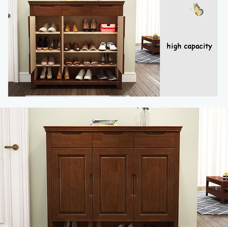 JOY best selling solid wood shoe cabinet large capacity living room shoe storage cabinet wooden shoe rack