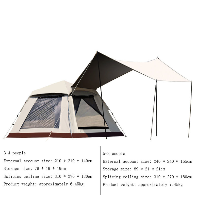 Joy outdoor tent with canopy black glue silver glue sun proof campsite glamping fully automatic canopy camping tent