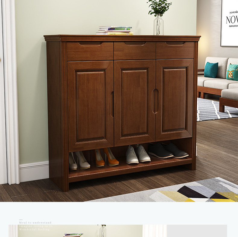 JOY best selling solid wood shoe cabinet large capacity living room shoe storage cabinet wooden shoe rack