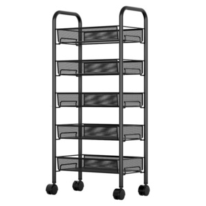 Kitchen storage rack multi-layer movable small cart bathroom metal storage rack