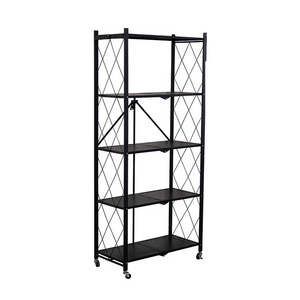 Floor multi-layer kitchen shelves household movable with wheels storage rack folding installation-free shelf storage racks