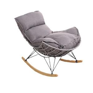 JOY hot-selling new garden rattan rocking chair with thick cushion and comfortable outdoor rocking chair for indoor courtyard