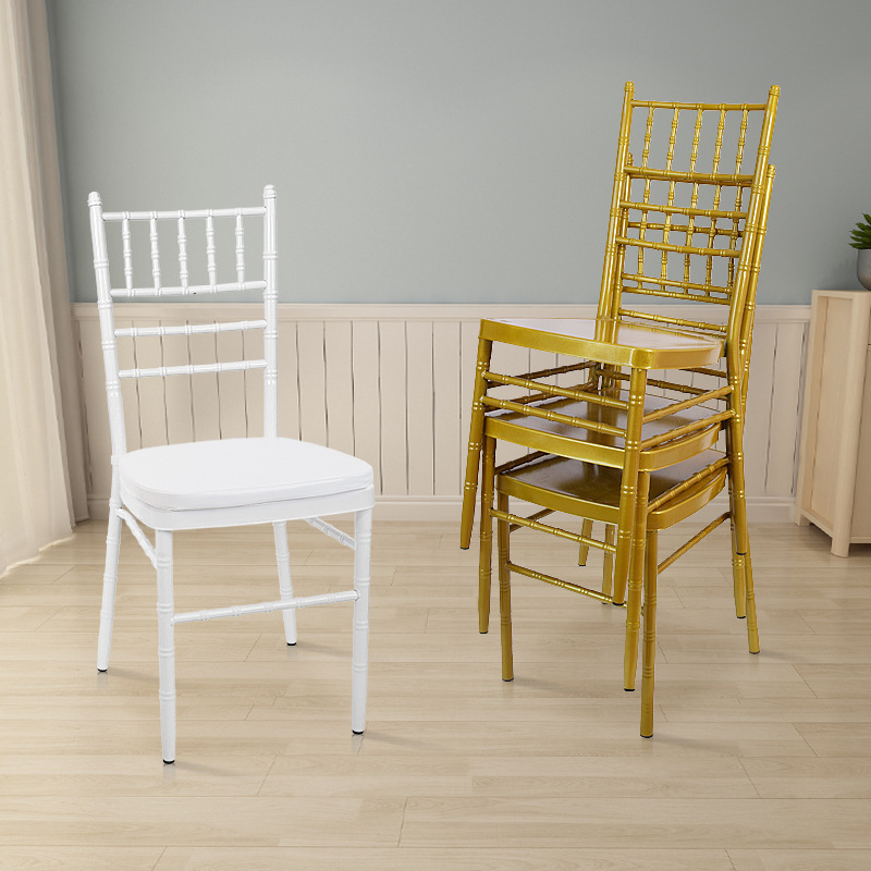 Wholesale hotel chair modern simple wedding hotel banquet son golden VIP chair 28 garden iron plate bamboo chair