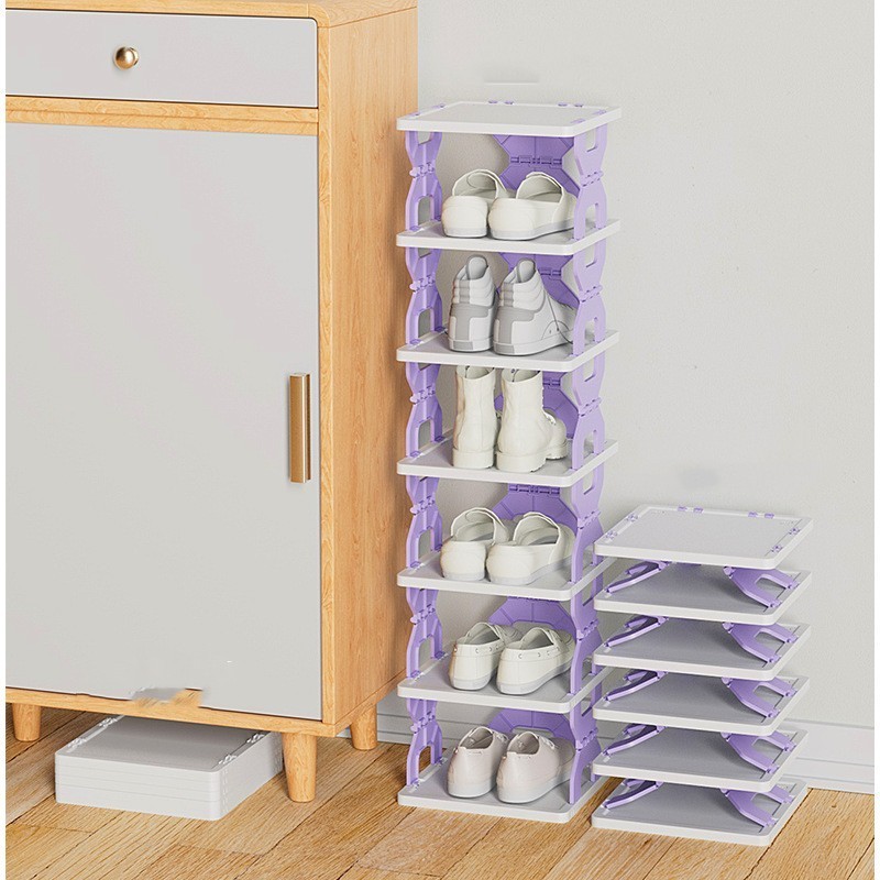 New folding shoe rack dormitory rental house with simple shoe rack seam space-saving installation-free shoe organizer