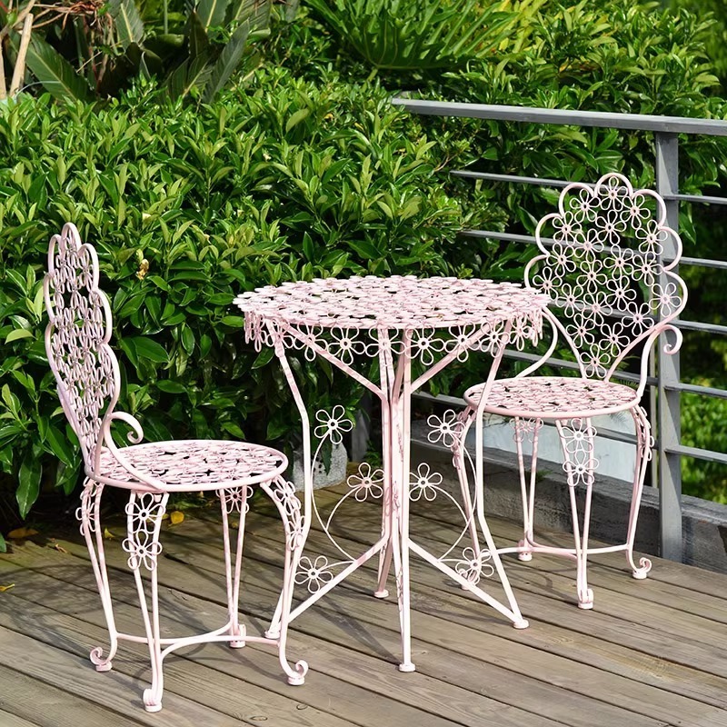 2024 Iron balcony table and chairs set of three simple coffee table outdoor garden white outdoor table and chair