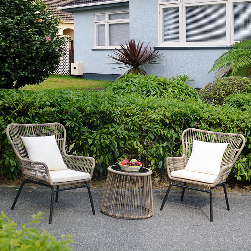 Outdoor Rattan Chair Set of 3 Outdoor Furniture Balcony Leisure Rattan Table and Chairs Garden Patio Rattan Chair