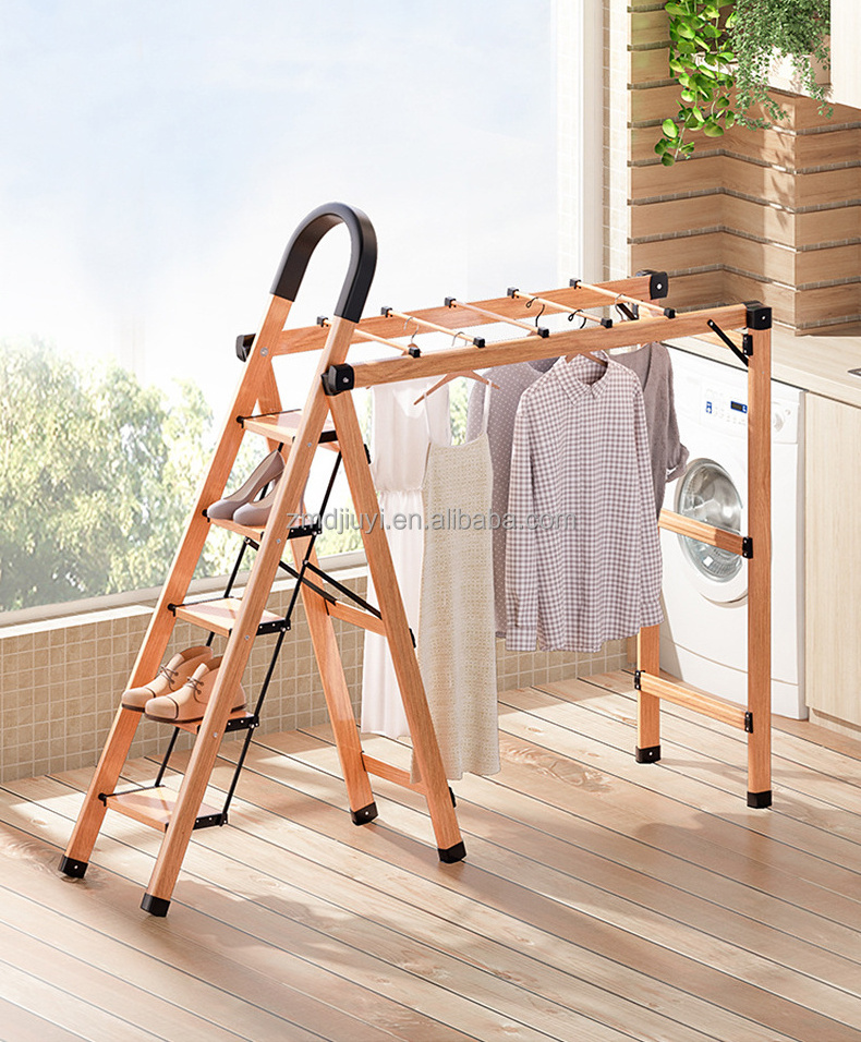 JOY Factory Household Folding Ladder Multi functional Indoor Clothes Drying Dual purpose Thickened Aluminum Alloy Ladder