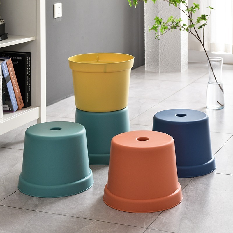 Wholesale stackable round stools children's small benches thickened household plastic living room low rubber stools shoe stools