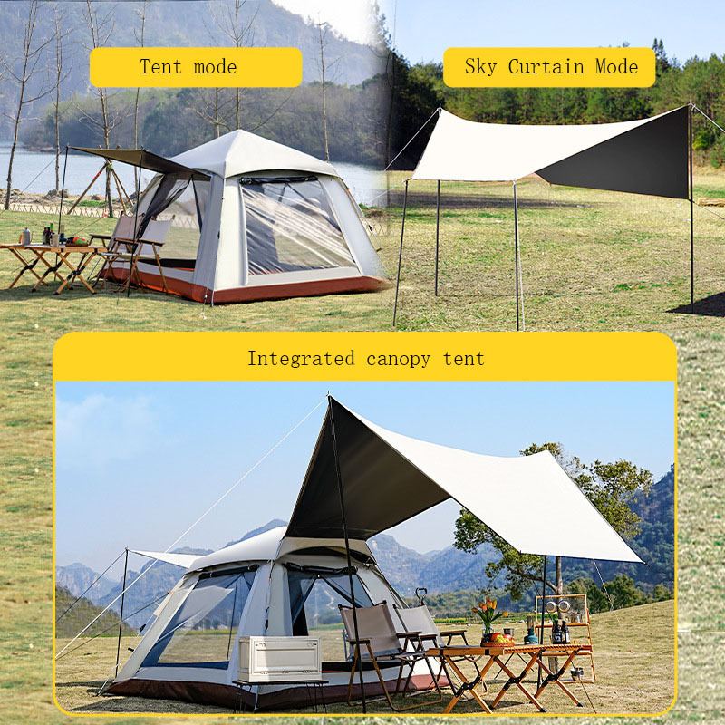 Joy outdoor tent with canopy black glue silver glue sun proof campsite glamping fully automatic canopy camping tent