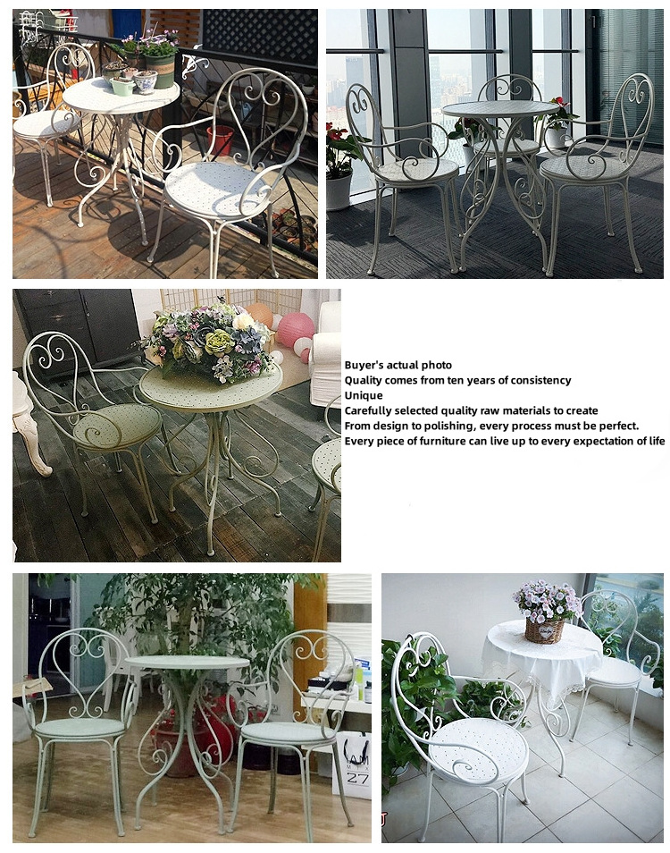 Table and chair three-piece set wrought iron outdoor courtyard garden balcony terrace leisure combination cafe milk tea shop