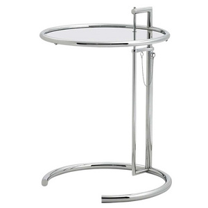 JOY Simple Assembly Round End Table Furniture Transparent Small Tea Table Stainless Steel Glass Modern Coffee Round Table