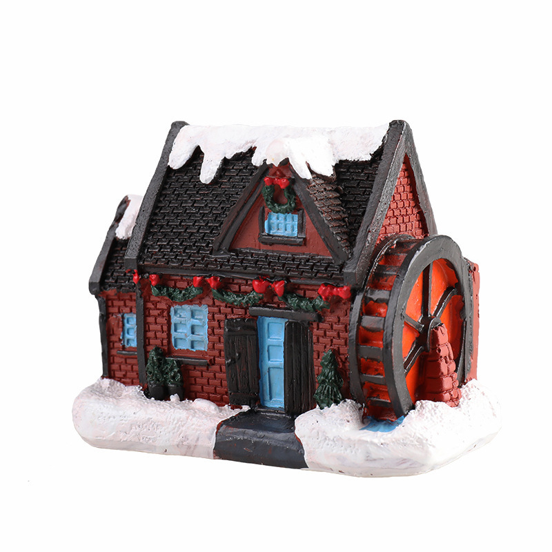 Christmas Scene Snow House LED Village Dollhouse Decoration