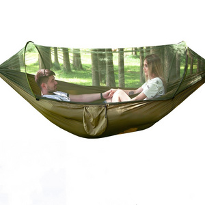 1-2 Person Portable Outdoor Camping Hammock with Mosquito Net High Strength Parachute - Fabric Hanging Bed Sleeping Swing