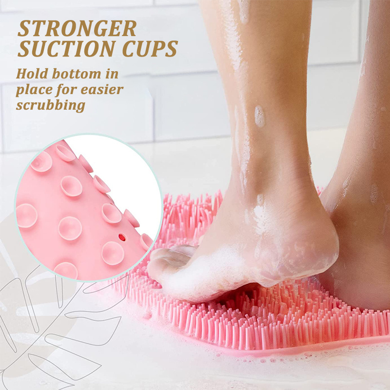 Silicone Rub Back Brush Bathroom Non-slip Wash Foot Pad Massage Shower Mat with Sucker Bath Massage Foot Exfoliating Brush Pad