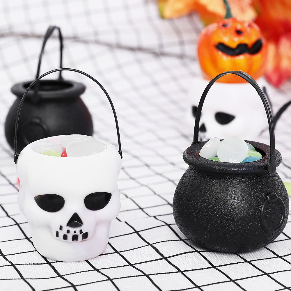 Halloween Mini pumpkin candy bucket Witch jar Cauldrons Candy Cauldron Kettles Candy Pot for Halloween Party