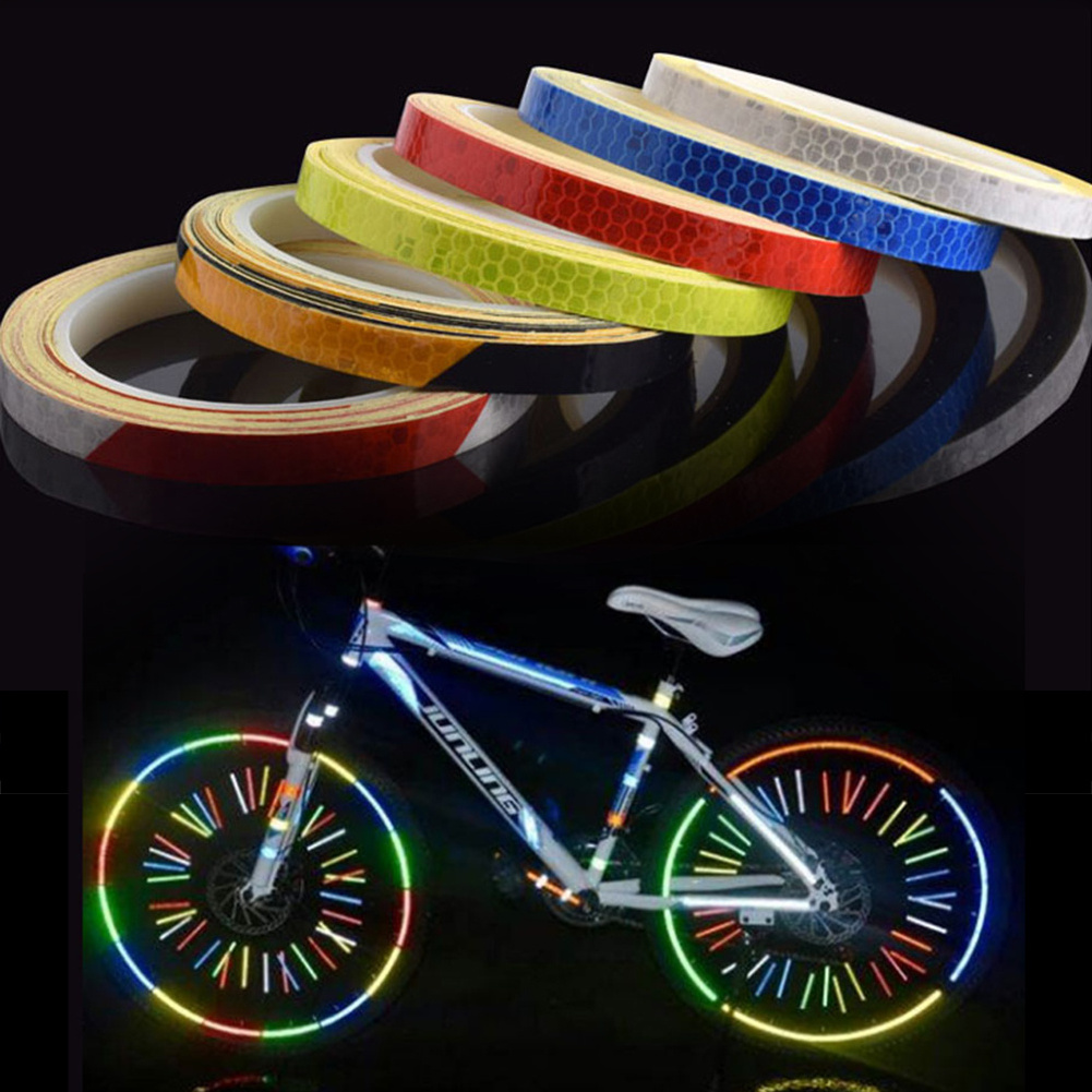 8m Bike Wheels Reflective Stickers Cycling Fluorescent Reflect Strip Adhesive Tape for MTB Bicycle Warning Safety Decor Sticker