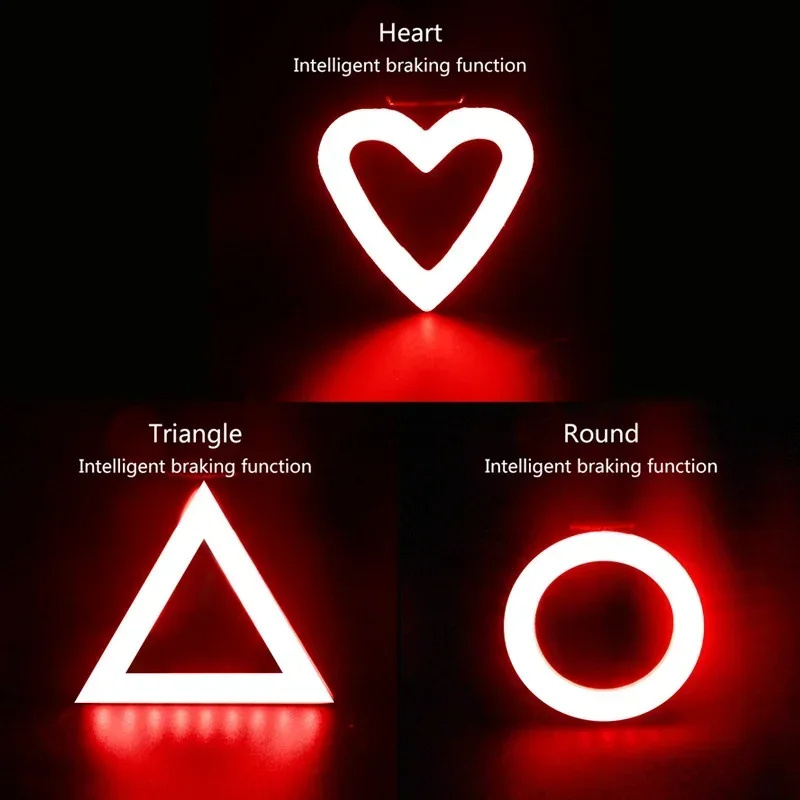 Bicycle Taillight Multi Lighting Modes Charge Led Bike Heart Shape Light Flash Tail Rear Lights for Road Mtb Bike Seatpost