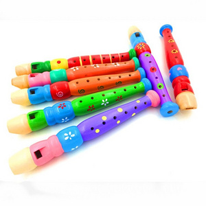 1pc Random Color Wooden Cartoon Flute Early Education Develop Type 6-Holes Recorder Flute for Children Musical Instruments Send