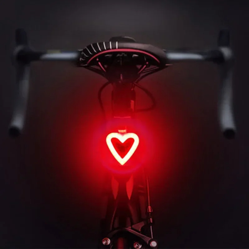 Bicycle Taillight Multi Lighting Modes Charge Led Bike Heart Shape Light Flash Tail Rear Lights for Road Mtb Bike Seatpost