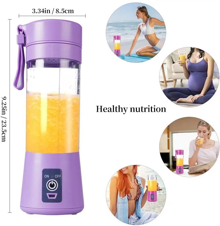 380ML Mini Portable Blender USB Juicer Fruit Mixer Fresh Juice Extractor Orange Squeezer Electric Juicing Cup 6-blade