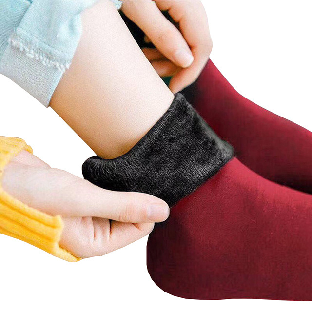 New Velvet Women Winter Warm Thicken Thermal Socks Soft Casual Solid Color Sock Wool Cashmere Home Snow Boots Floor Sock