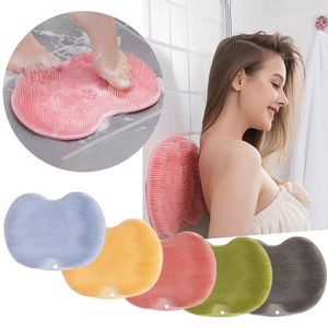 Silicone Rub Back Brush Bathroom Non-slip Wash Foot Pad Massage Shower Mat with Sucker Bath Massage Foot Exfoliating Brush Pad