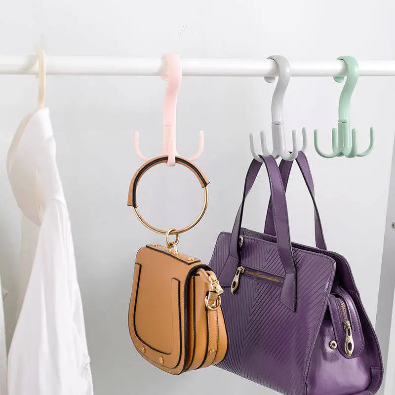 Space Saving Rotated Hanger Hooks Wardrobe Clothes Rack Hanger Organizer Bag Hanger Shoes Belt Scarf Hanging Rack Closet