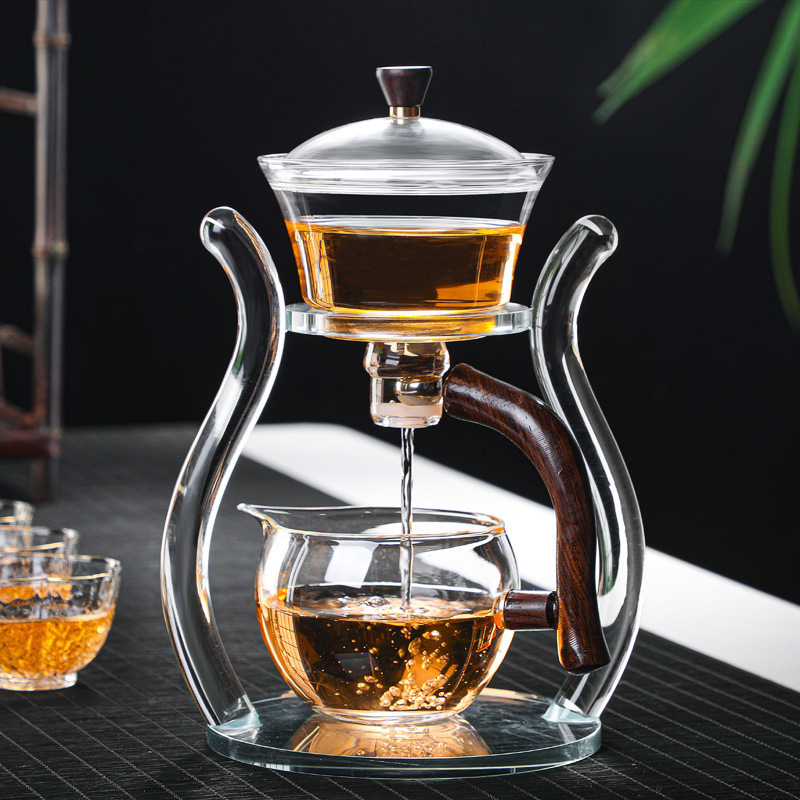 Heat resistant Glass Lazy Semi-Automatic Kungfu Teapot Set