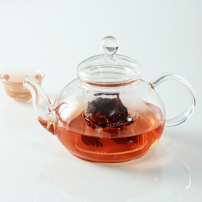 Hand Blown Heat Resistant Clear Thickened Loose Leaf flower Glass Tea Pot With Infuser Borosilicate Glass Teapot