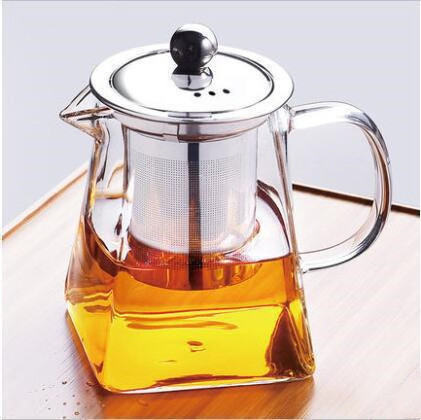 Wholesale heat resistant thickened transparent high borosilicate heat resisting glass teapot with removable filter