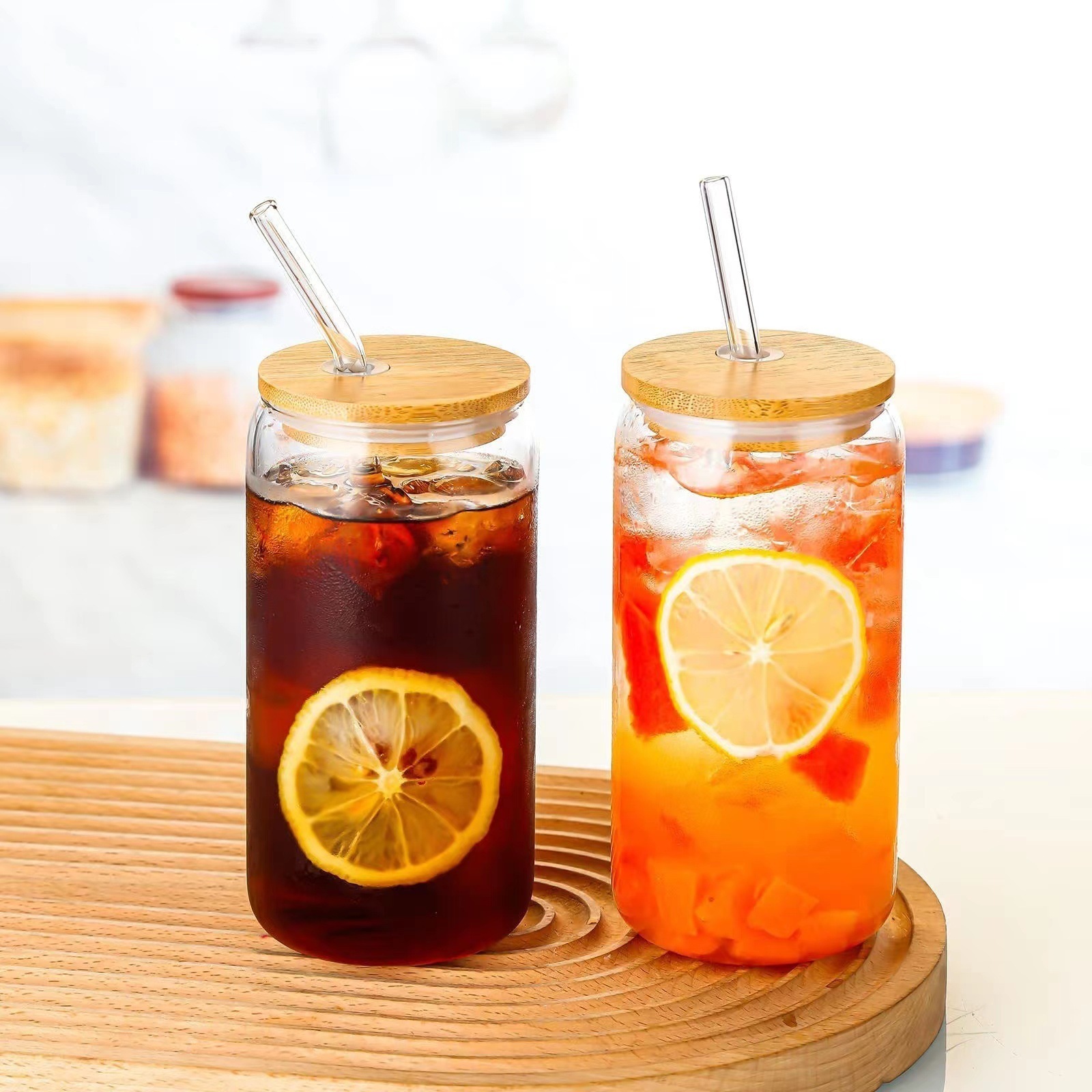 Blank sublimation tumblers Juice beer glass Soda Cup Can libbey beer can shaped glasses with bamboo lid and straw