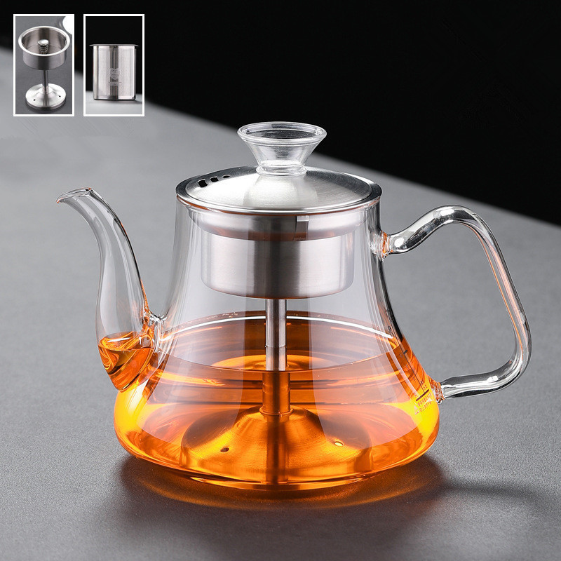 High Borosilicate Glass Teapot with Strainer Clear Multiple  Glass Tea Maker Stovetop Safe Tea Kettle