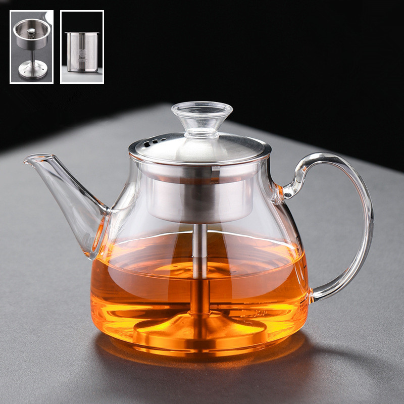 High Borosilicate Glass Teapot with Strainer Clear Multiple  Glass Tea Maker Stovetop Safe Tea Kettle