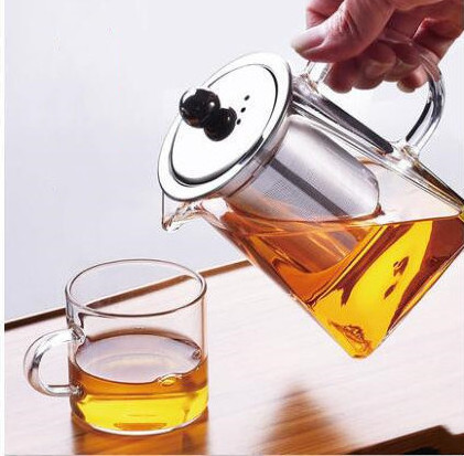 Wholesale heat resistant thickened transparent high borosilicate heat resisting glass teapot with removable filter