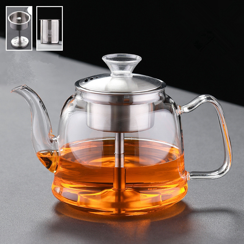 High Borosilicate Glass Teapot with Strainer Clear Multiple  Glass Tea Maker Stovetop Safe Tea Kettle