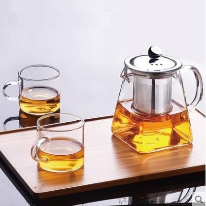 Wholesale heat resistant thickened transparent high borosilicate heat resisting glass teapot with removable filter