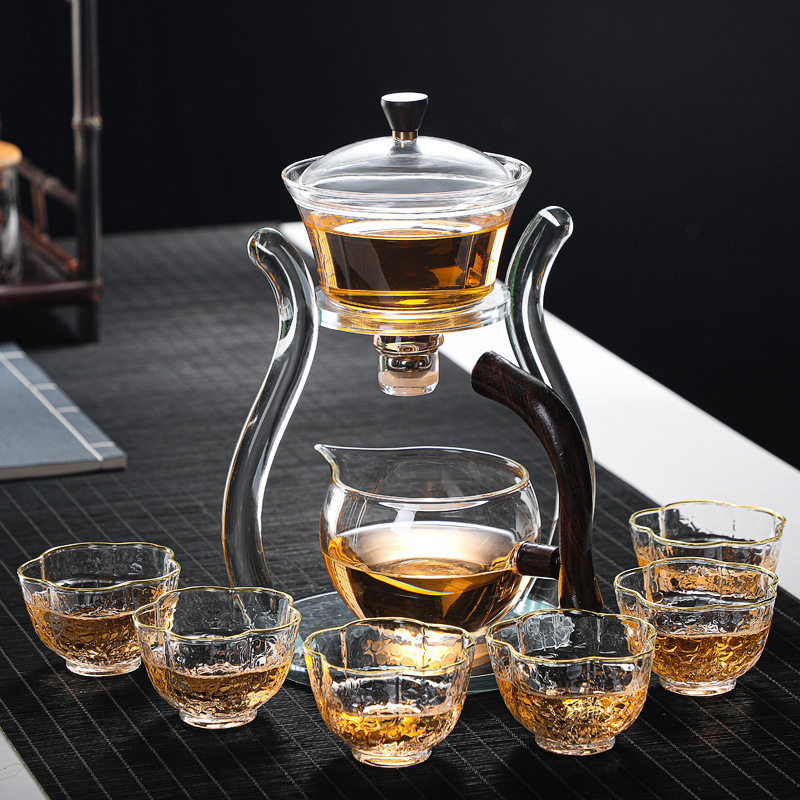 Heat resistant Glass Lazy Semi-Automatic Kungfu Teapot Set