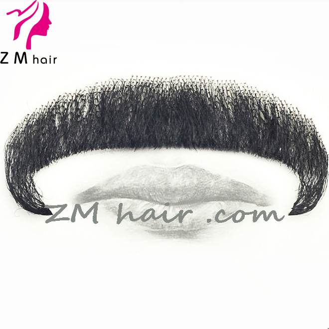 High quality vivid natural thick black and brown color human hair fake beard mustache