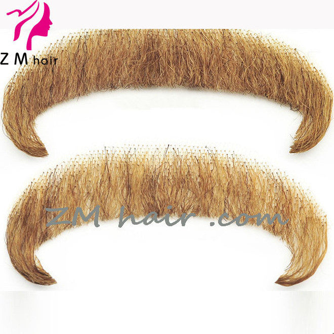 High quality vivid natural thick black and brown color human hair fake beard mustache