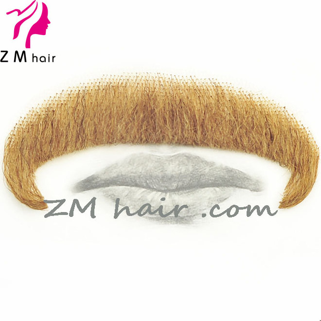 High quality vivid natural thick black and brown color human hair fake beard mustache