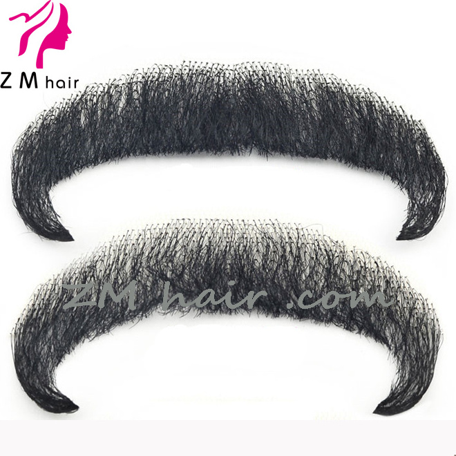 High quality vivid natural thick black and brown color human hair fake beard mustache